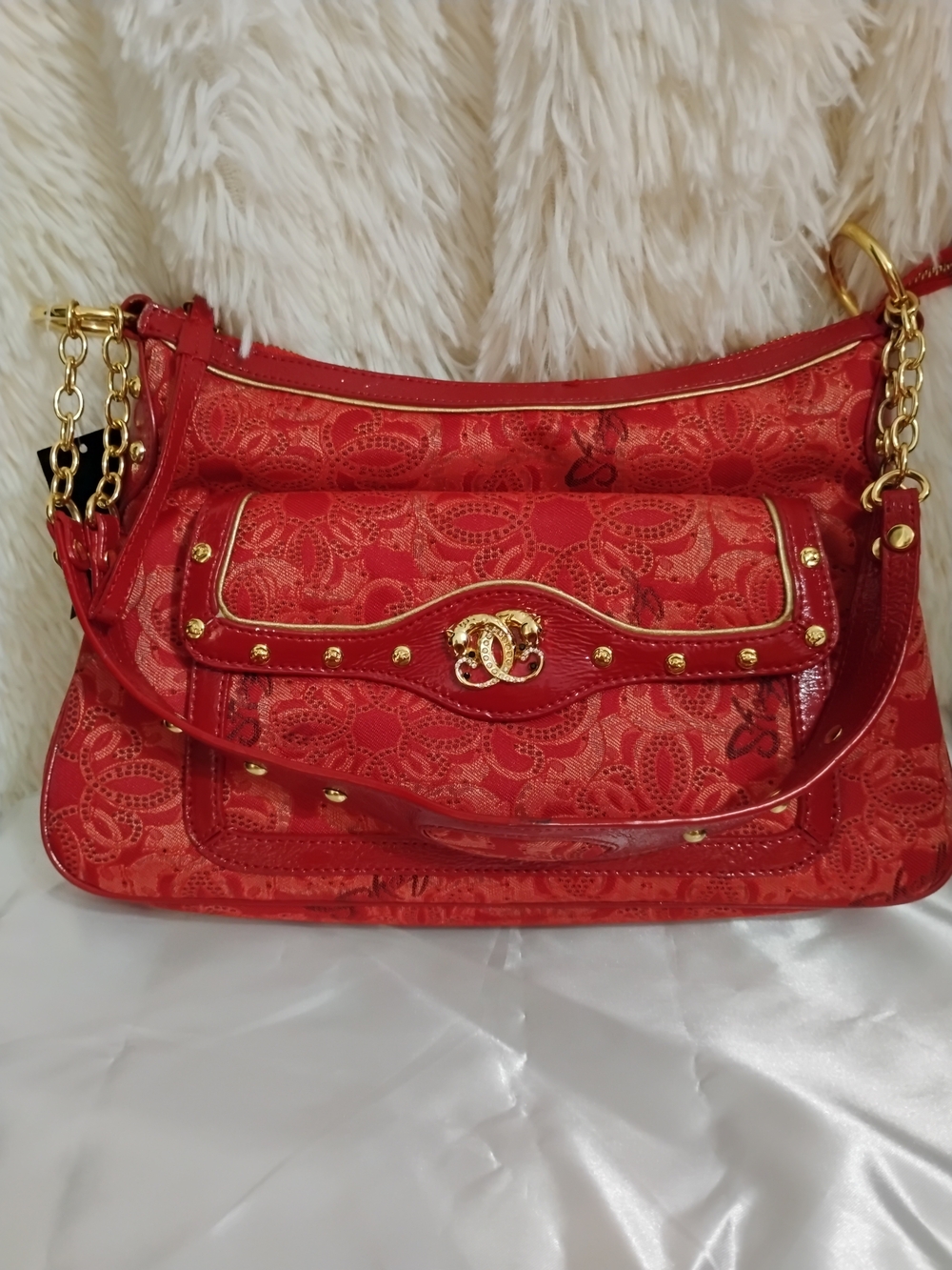 Sharif Red Women's Shoulder Bag with Gold Hardware NWT